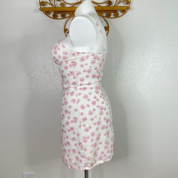 Cotton Candy LA Pink Floral Linen Mini Dress L - Picture 3 of 8